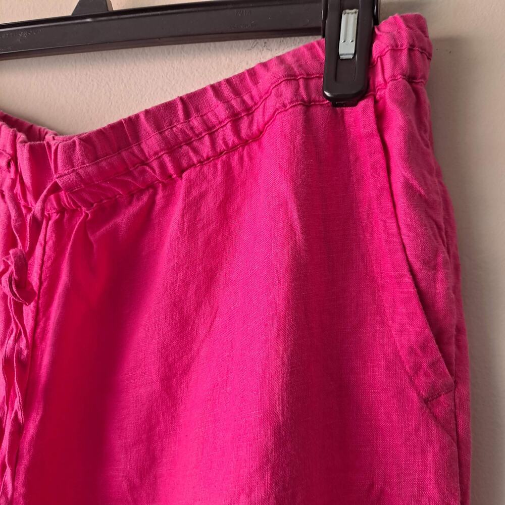 Charter Club Pink Luxury Elastic Waist Wide Leg Linen Pants w Drawstrings - L - Picture 7 of 13
